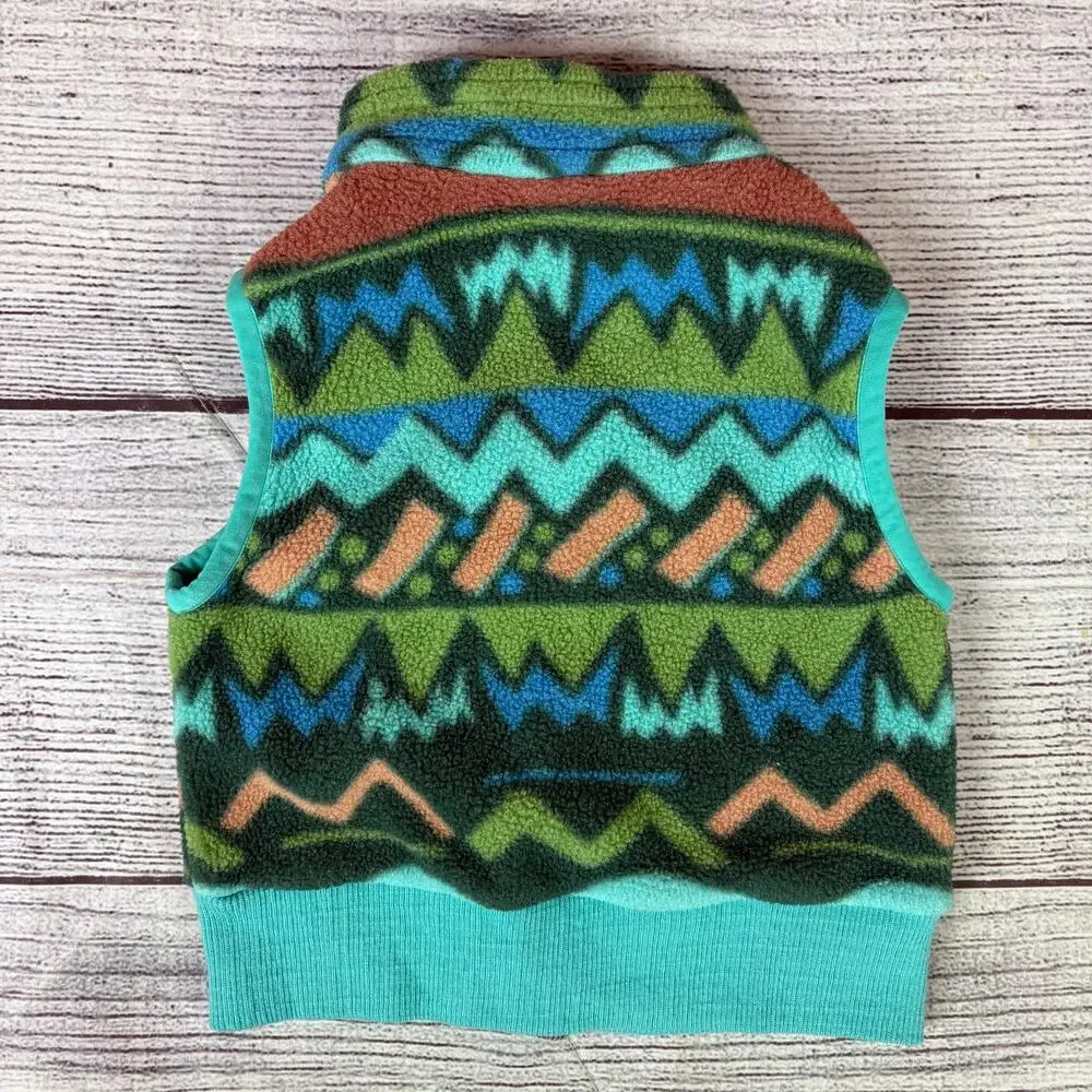 Patagonia Synchilla Mountain Aztec Teal Fleece Zip Up Vest